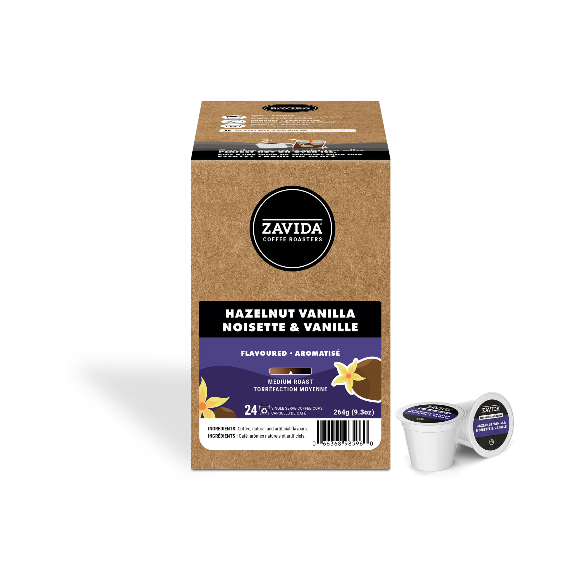Zavida Coffee Hazelnut Vanilla Single Servce Coffee, Compatible with Keurig K-Cup Brewers, 24-Count
