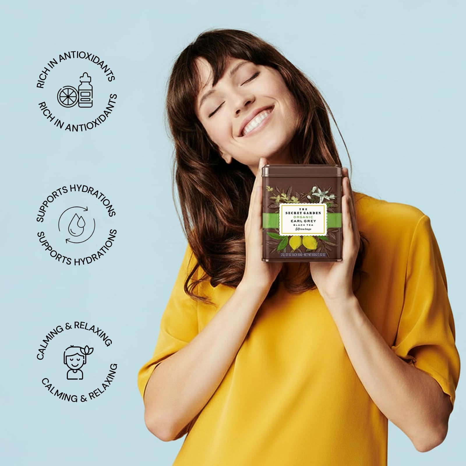 Life Plus Style Gourmet The Secret Garden Organic Earl Grey Black Tea Caffeinated 50 Premium Tea Bags Natural Bergamot Citrus Non GMO Gluten Free Hot