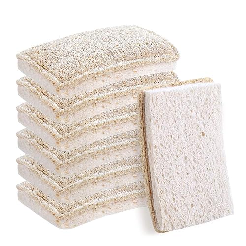 WANGDA.G Loofah Dish Sponges Kitchen,Organic Natural Sponges for Dishes,Non Scratch Eco Friendly Biodegradable for Cleaning,6PCS