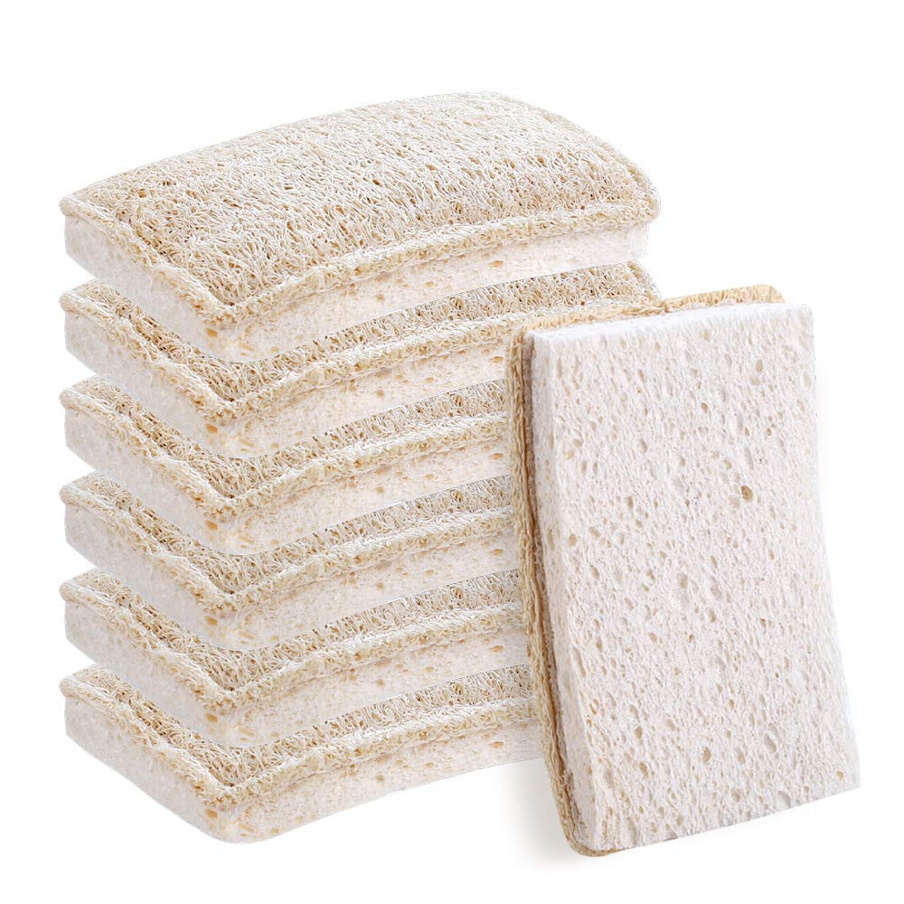 WANGDA.G Loofah Dish Sponges Kitchen,Organic Natural Sponges for Dishes,Non Scratch Eco Friendly Biodegradable for Cleaning,6PCS