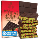 Dubai Dark Chocolate Bar with Strawberry - 2.6oz (75g) | Dark Chocolate Dessert with Strawberry | Gourmet Dubai Chocolate Bar | Elegant Gift Chocolate