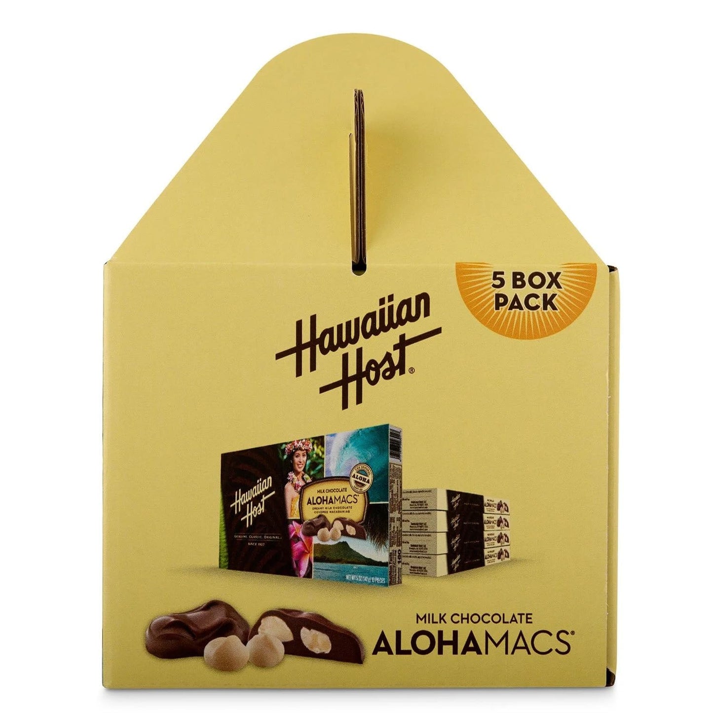 Hawaiian Host Alohamacs Milk Chocolate Covered Macadamia Handy Pack, 5 pack Gift Box