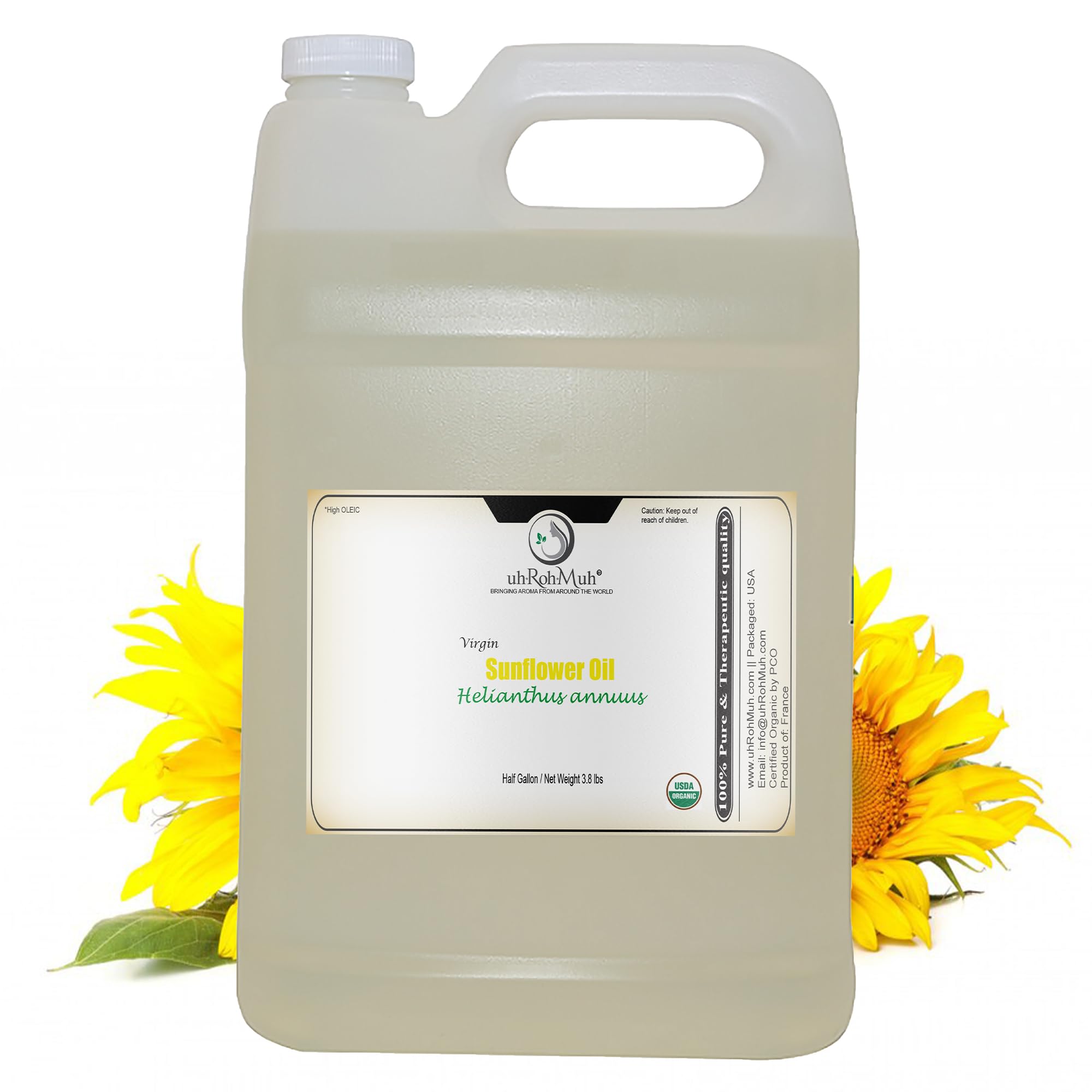 uh*Roh*Muh Organic Sunflower Oil (Virgin) (High Oleic) - HG(Net Wt:1.7kg/3.7lb)