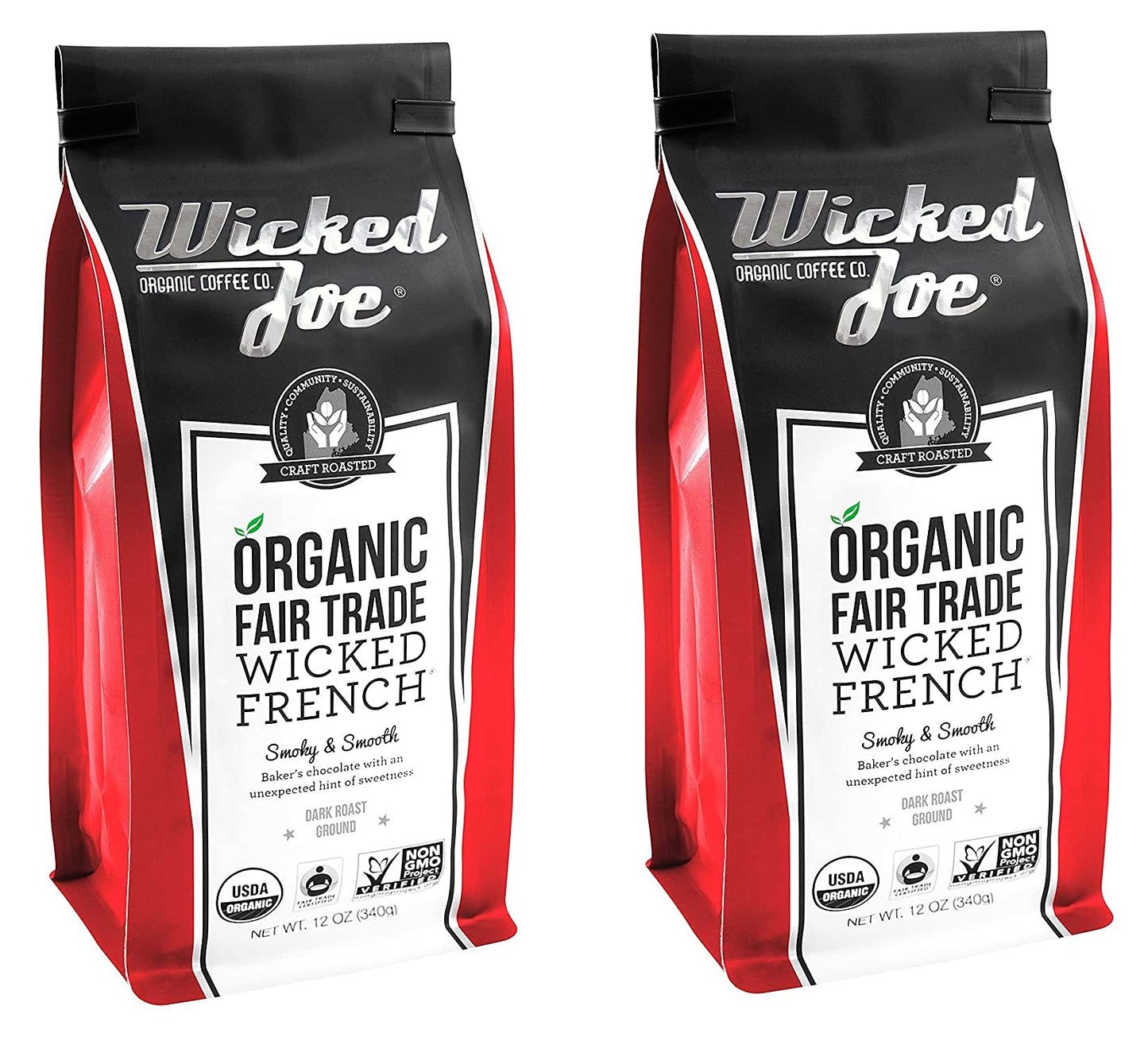 Wicked Joe Coffee Wicked French Ground, 12 oz, Red New 2-PACK
