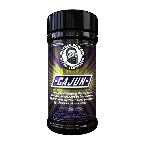 Bearded Butchers Cajun Blend Seasoning, 6oz Shaker - Medium Heat, Perfect for Soup, Salad, Seafood, Chicken, Fish, and More - No MSG, Gluten-Free
