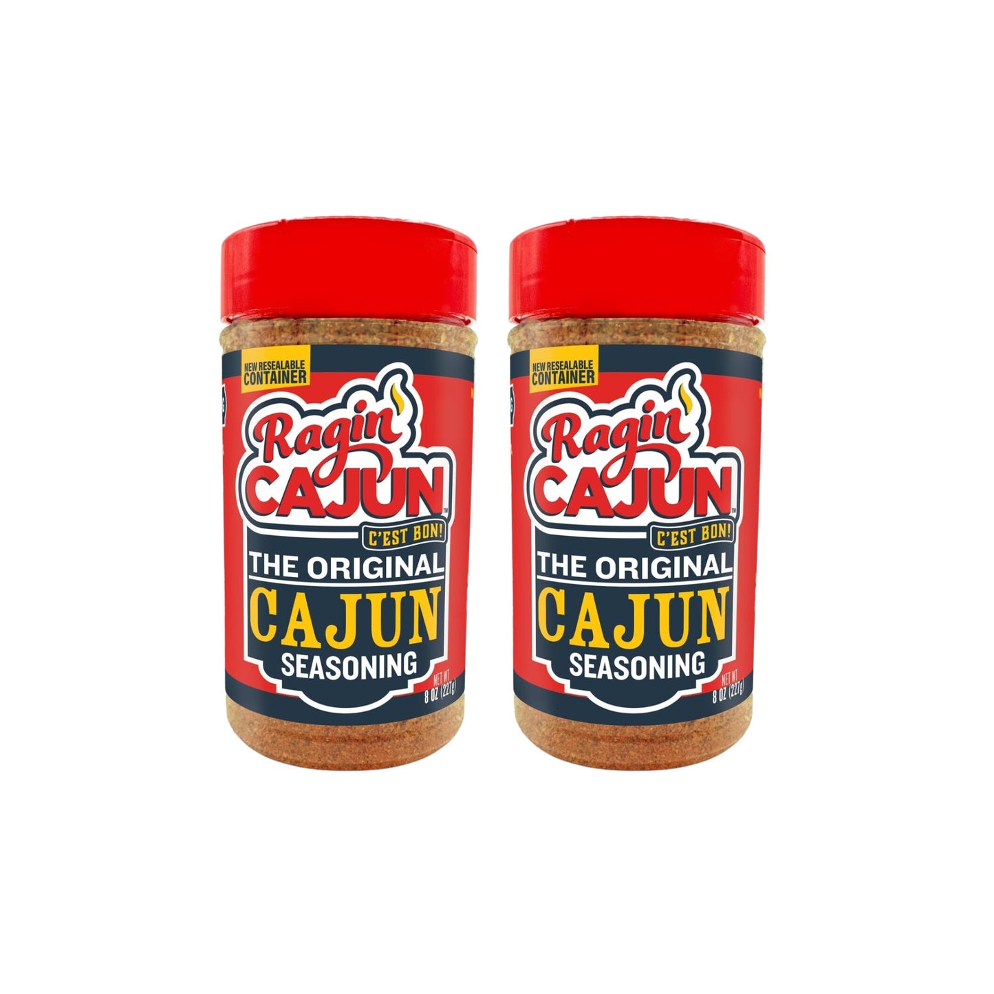 Ragin' Cajun Original Cajun Seasoning - 8 oz Shaker, Pack of 2, Low Sodium, No MSG - Authentic Louisiana Spice for Meats & Seafood