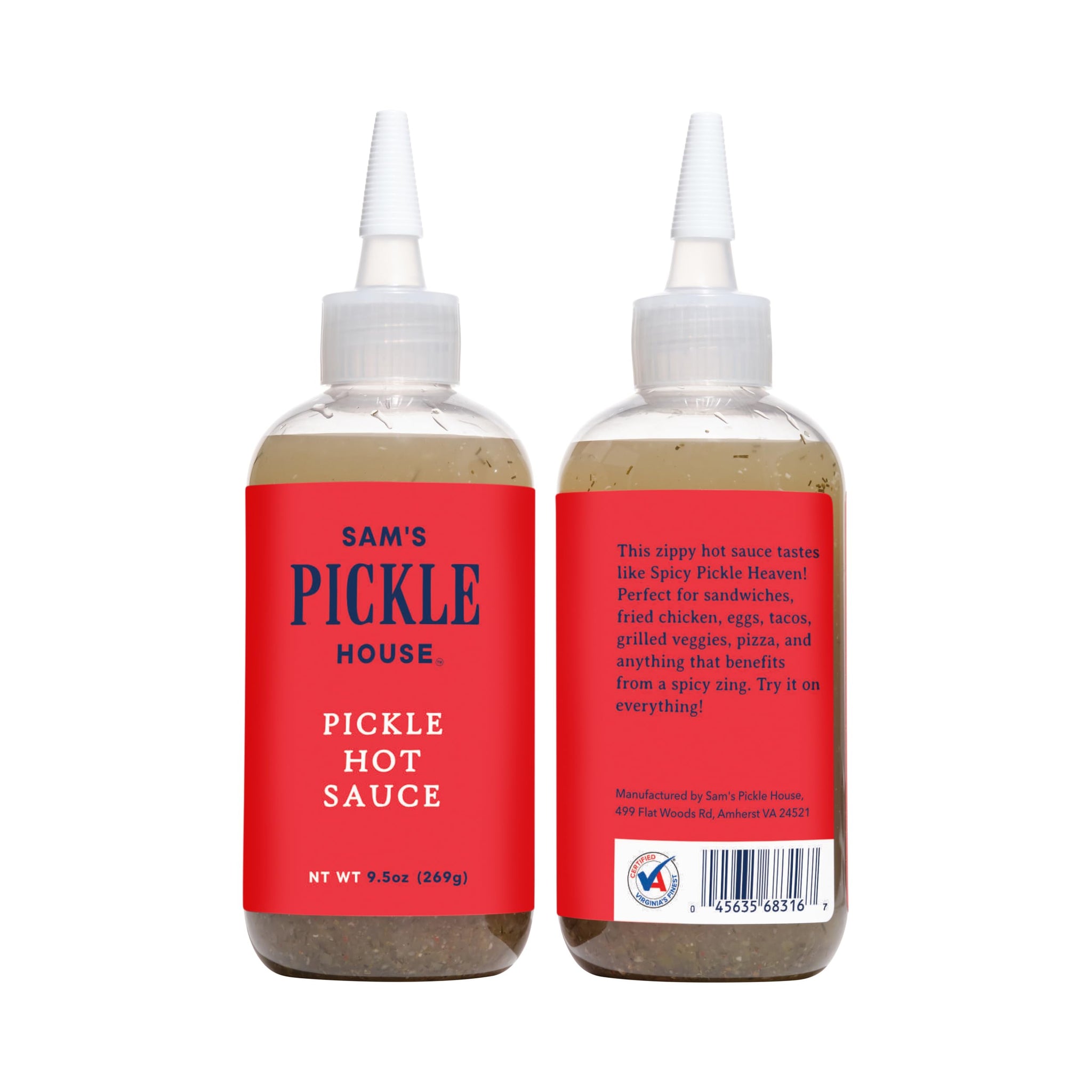 Sam's Pickle House Pickle Hot Sauce - Spicy Pickle Condiment with Tangy Heat, Perfect for Chicken, Eggs, Tacos, Pizza & More, Premium Pickles