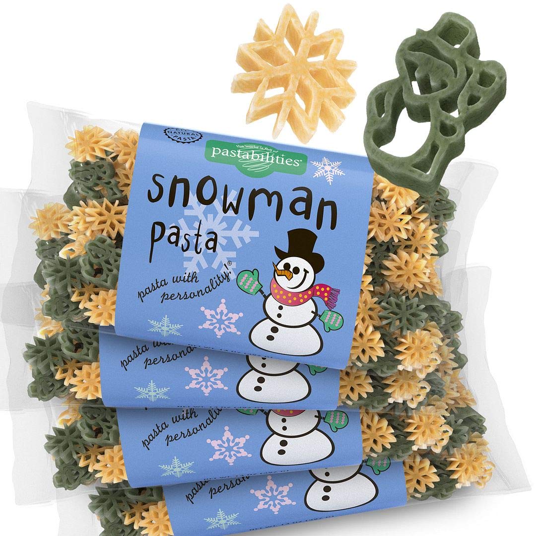 Pastabilities Fun Shaped Pasta for Kids - Christmas - Snowman and Snowflake Holiday Theme, Non-GMO Natural Wheat and Vegetable Pasta, All-Natural