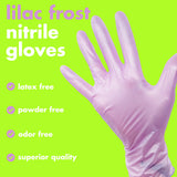 Colortrak Disposable Nitrile Gloves, Pink, Luminous Collection Lilac Frost Latex-Free, Powder-Free Hair Color Gloves for Chemical Processing & Salon