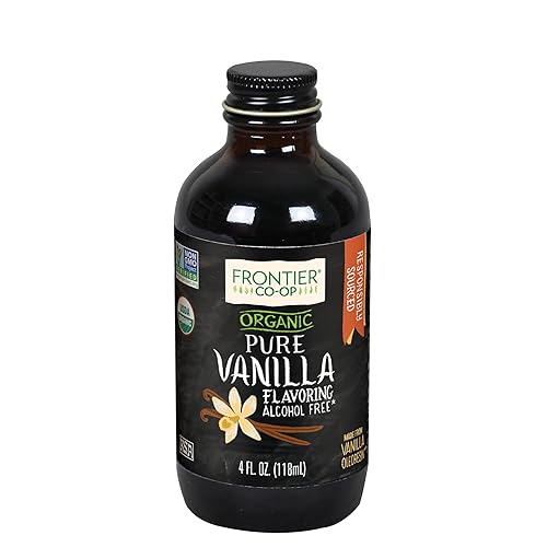 Frontier Co-op Organic Pure Vanilla Flavoring, 4 fl oz - For Baking, Homemade Coffe Syrups, and Beverages