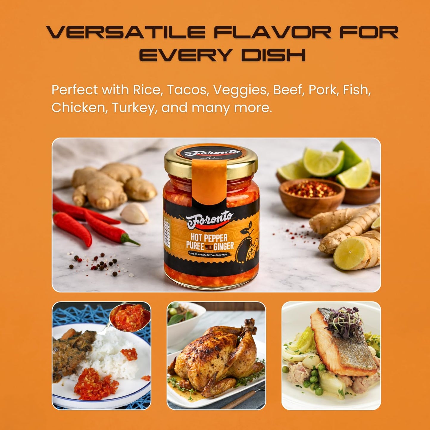 Authentic Taste Africa Pepper Sauces & Purees - Traditional West African Chili Sauce Made with a Variety of Peppers, Ginger & Garlic, Flavor-Packed