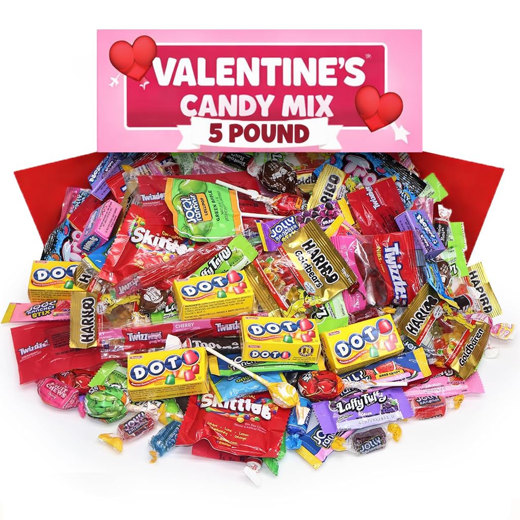 Bulk Candy Variety Pack - 5 lb Large Candy Mix Approx 250 Pieces - Individually Wrapped Party Candies for Pinata Fillers, Birthday Parties & Favors