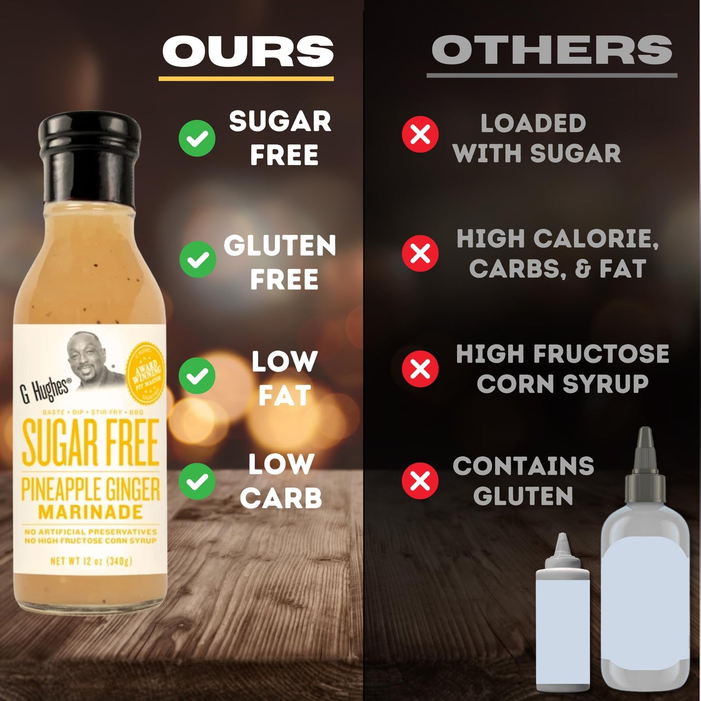 G Hughes Sugar Free, Pineapple Ginger Marinade - 12 Oz (1-Pack)