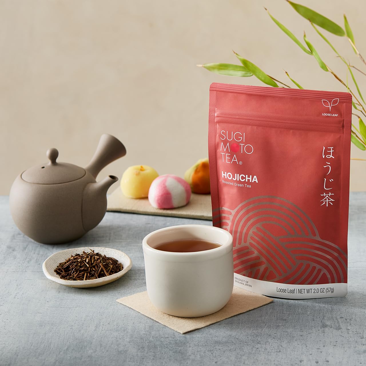 SUGIMOTO TEA Japanese Hojicha Roasted Green Tea Loose Leaf 2.0 oz (57 g)