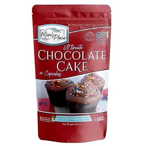 Mom's Place Gluten-Free Ultimate Chocolate Cake or Cupcake Mix, 1-Pack - Easy to Make, 12 Servings, Dairy, Nut, Soy & Corn Free, Non-GMO Delicious and Healthy Gluten Free Desserts