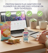 Protein Brownie - Glazed Birthday Cake Blondie Bar 2.29 oz Bundle with 2 oz Hand Sanitizer - Sweet Dessert-Inspired Snack with Convenient Travel