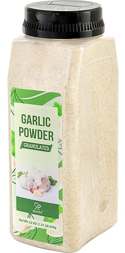 Soeos Garlic Powder, Granulated, 22 oz (1.3 lb) 624g, Pure Garlic Seasoning, Granulated Texture for Cooking, Marinades & Sauces.