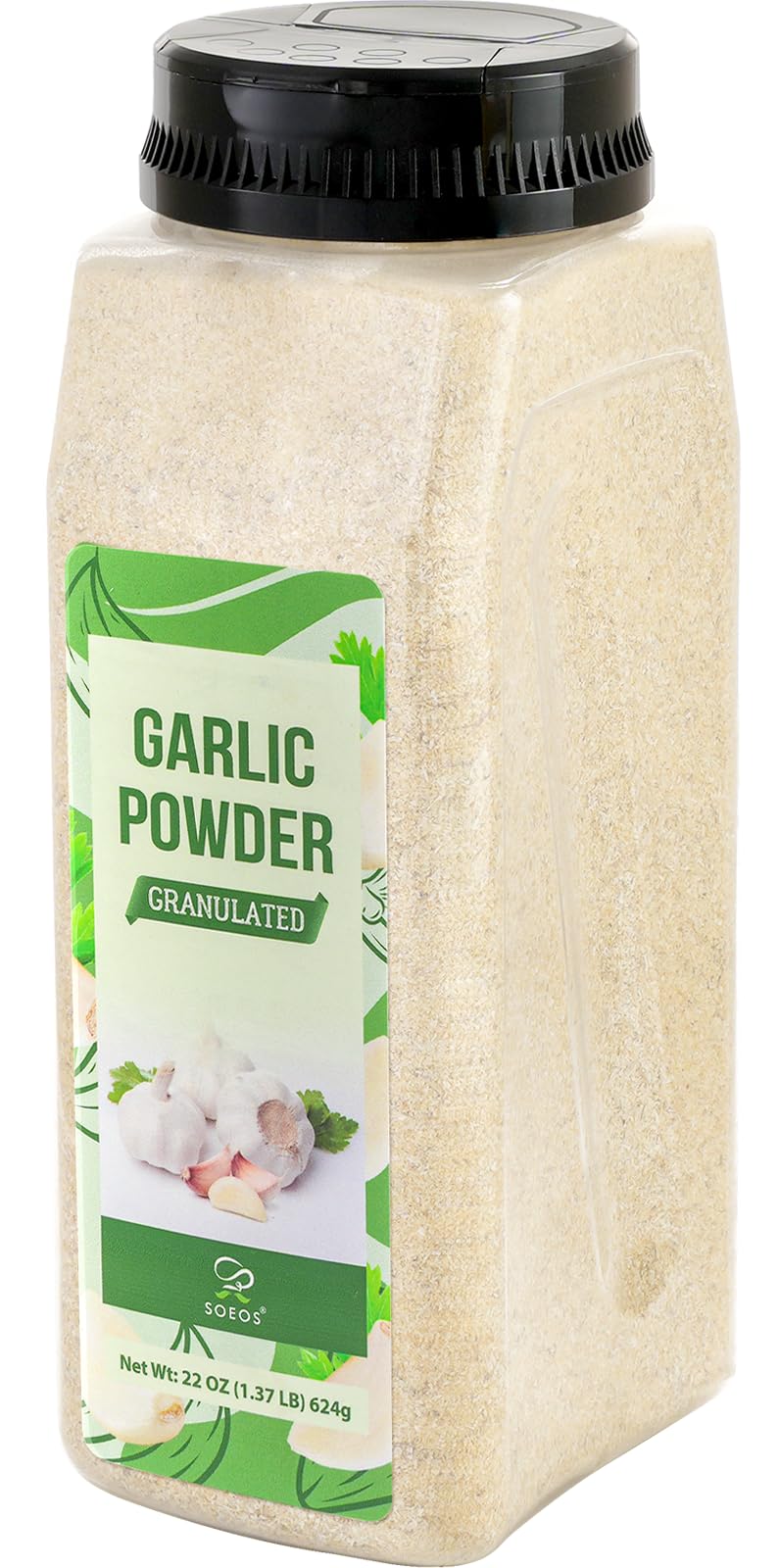 Soeos Garlic Powder, Granulated, 22 oz (1.3 lb) 624g, Pure Garlic Seasoning, Granulated Texture for Cooking, Marinades & Sauces.