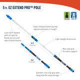 Unger Professional Lock-On 22 in. Curved AquaDozer Rubber Floor Squeegee with Ez Extend Pro Telescopic Pole, Lightweight Rubber Durable Squeegee