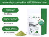 KOYAH - Organic USA Broccoli Powder (1 Scoop Equivalent to 1/4 Cup Fresh): 30 Scoops, Freeze-dried, Whole-Vegetable Powder