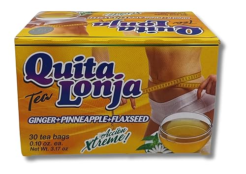 Ginger, pinneapple+ flaxseed TEA (TÉ de jengibre, piña y linaza 30 tea bags) Quita Lonja, Vegan, 100% natural | Accion xtreme