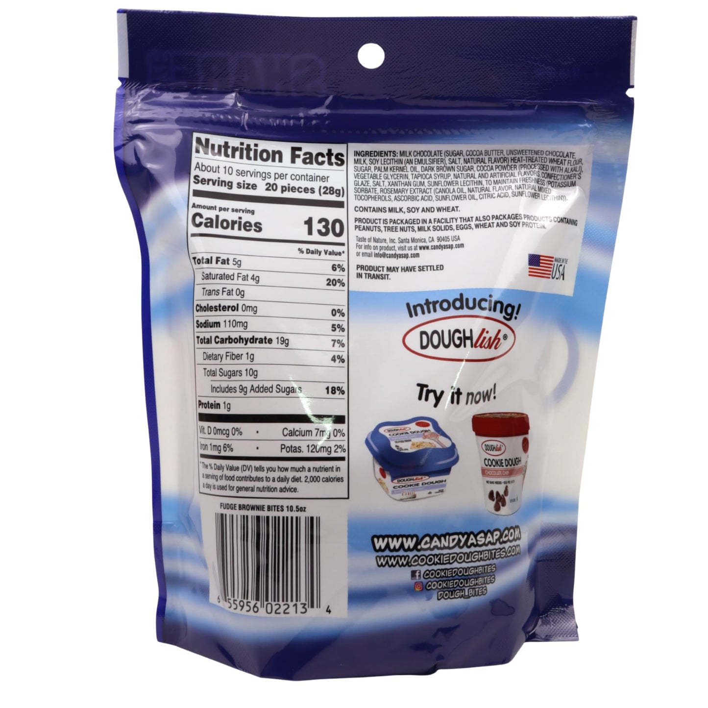 Bulk Fudge Brownie Cookie Dough Bites, Milk Chocolate Covered Candy, Resealable Share Size Bag, 10.5 Ounces (Pack of 2)