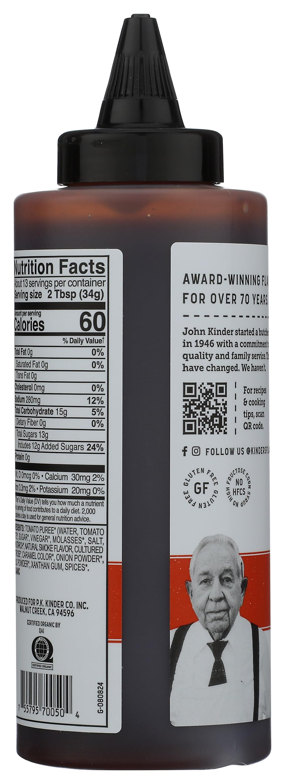 Kinders Organic Mild BBQ Sauce, 15.5 OZ