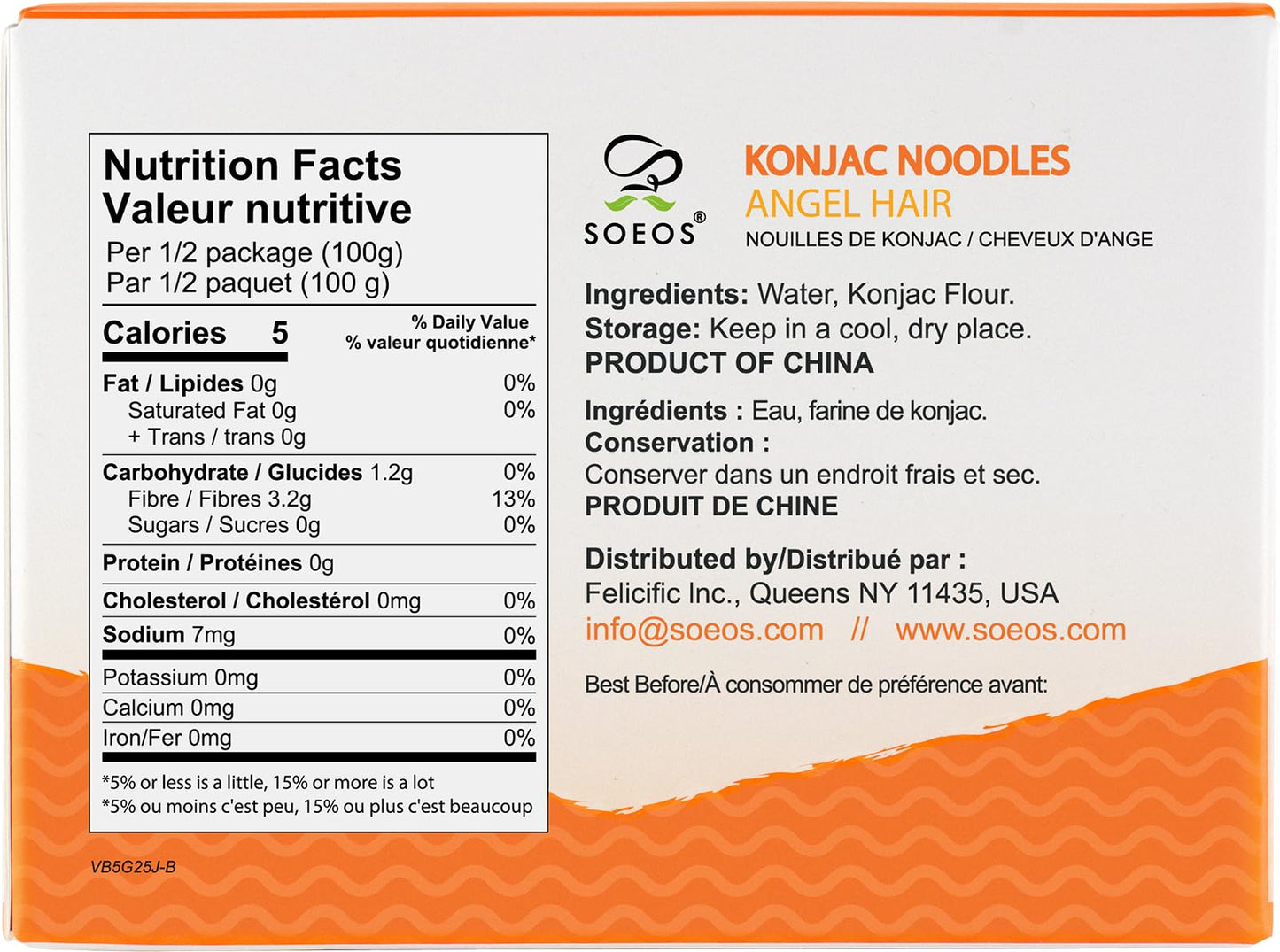Soeos Konjac Noodles, Angel Hair Pasta, 8.8 oz (250g)*6 Pack, Low Calorie, Low Carb, Keto and Paleo Friendly Shirataki Noodle, Gluten-Free, Fat Free