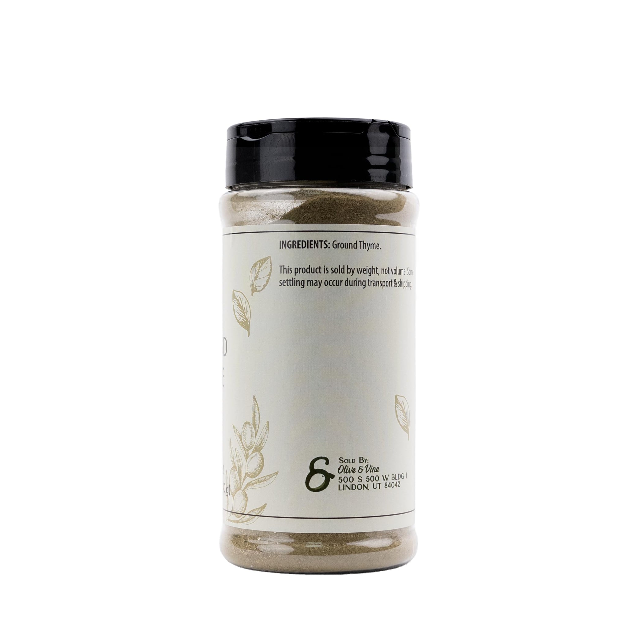 Olive & Vine Ground Thyme, Earthy & Aromatic, Seasoning for Roasts, Soups, and Stews, with Rich Tradition, Authentic Taste, For Global Recipes (4.96