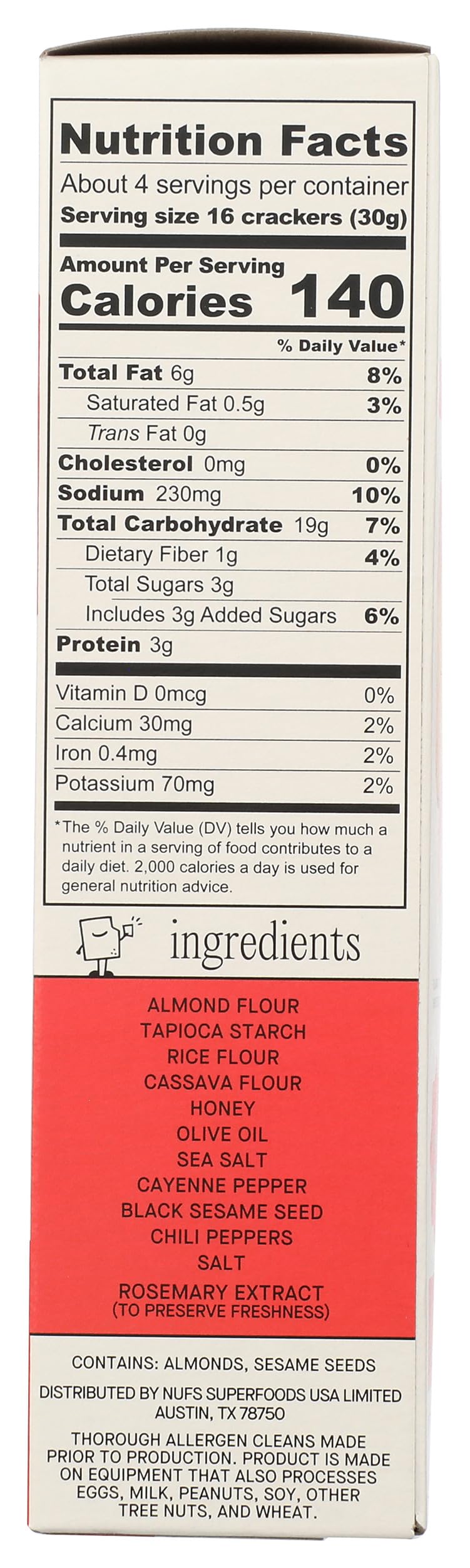 Nufs, Crackers Crispy Hot Honey, 4.25 Ounce