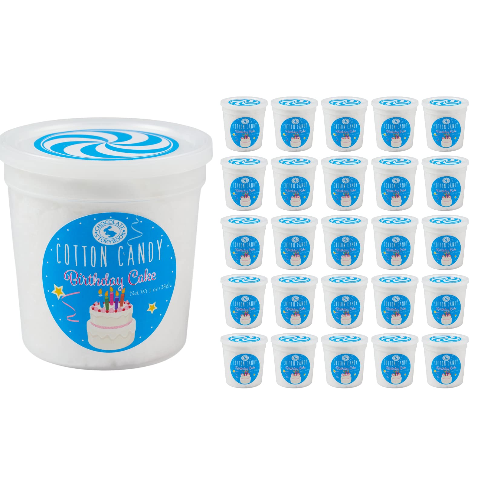 Birthday Cake Cotton Candy Favors (Gift Set of 25) - Unique Ideas for Holidays, Birthdays, Celebrations, Party Favors