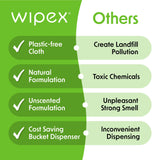 Wipex Table Bussers - Multi Surface Cleaner Natural Cleaning Wipes - Cleaning Vinegar Plant Based Wipe to Clean Restaurant Tables, Counters