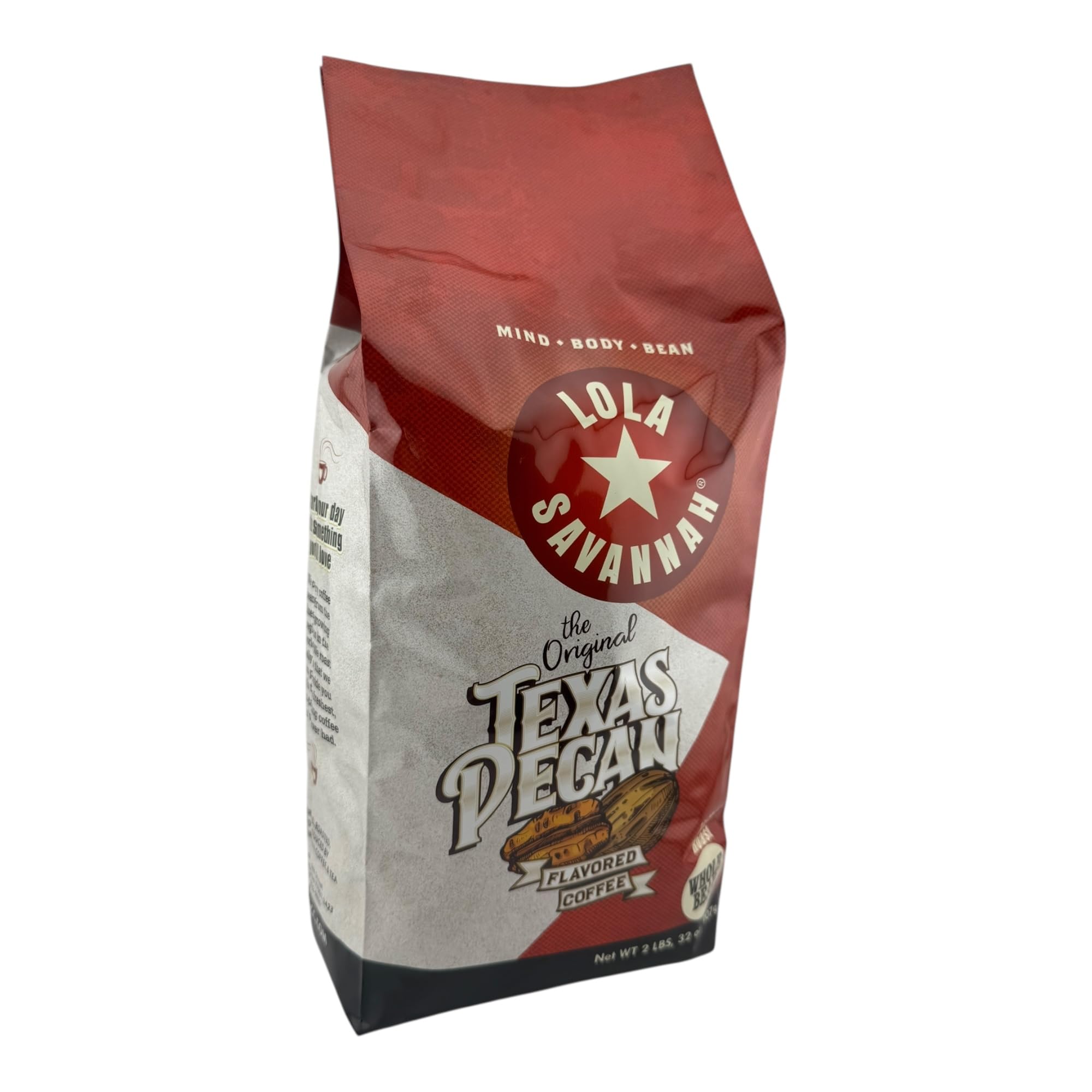 Lola Savannah Texas Pecan Whole Bean Caffeinated Coffee, 2lb