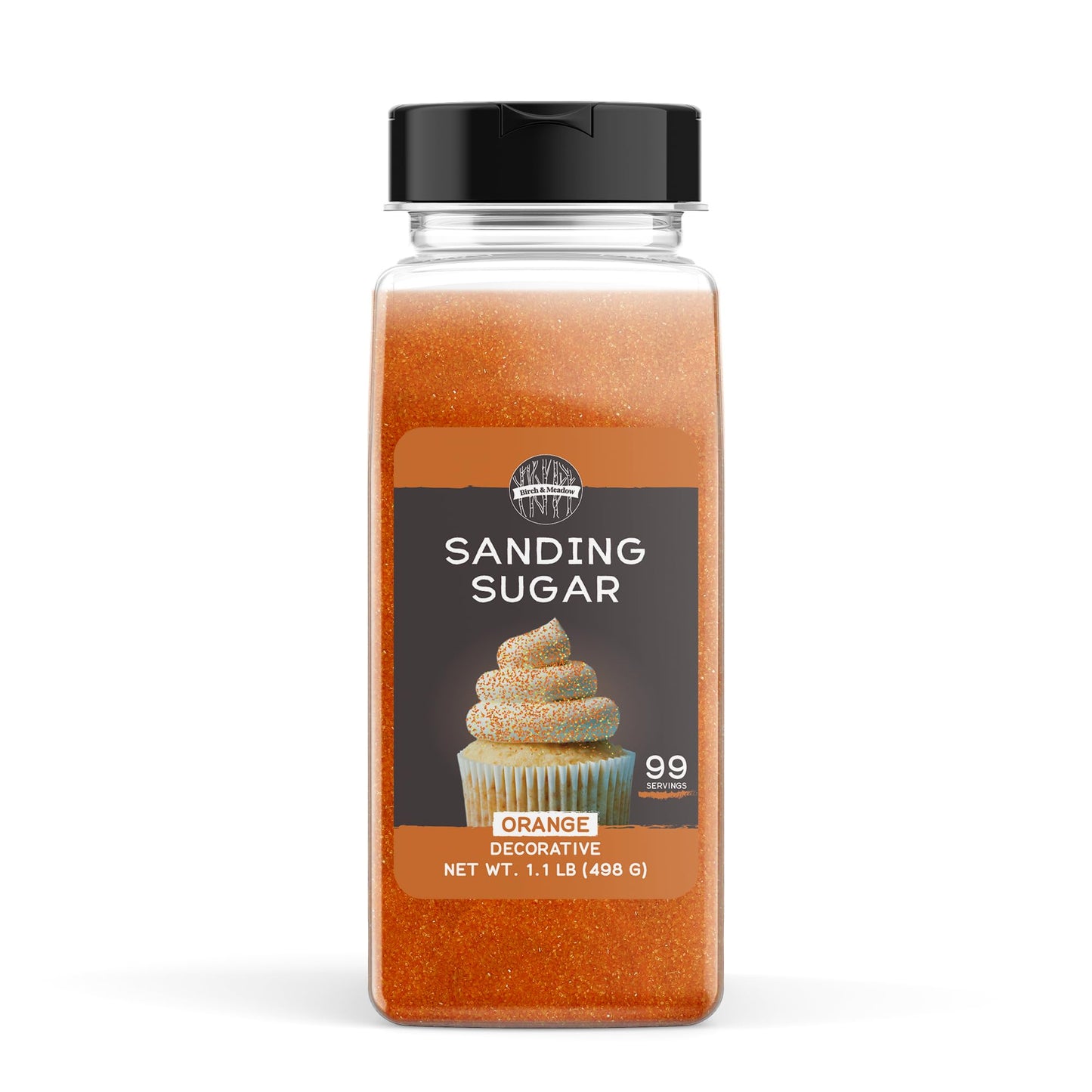 Birch & Meadow Orange Sanding Sugar, 1.1 lb. Colorful Sugar Crystals for Festive Holiday Baking