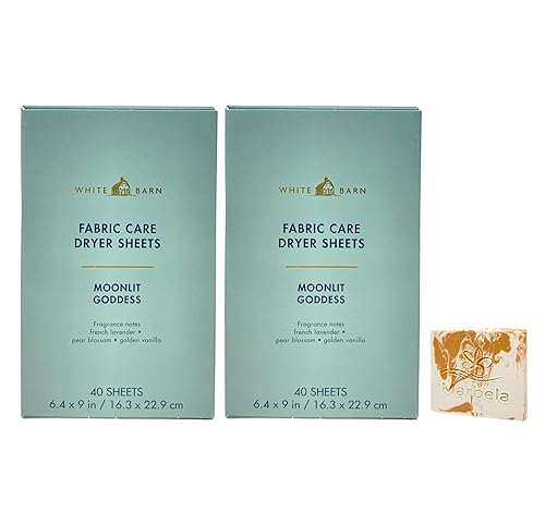 Bath & Body Works Moonlit Goddess Fabric Care Dryer Sheets - 2 Boxes (80 Sheets Total) - with a Peach Gardenia Sample Soap