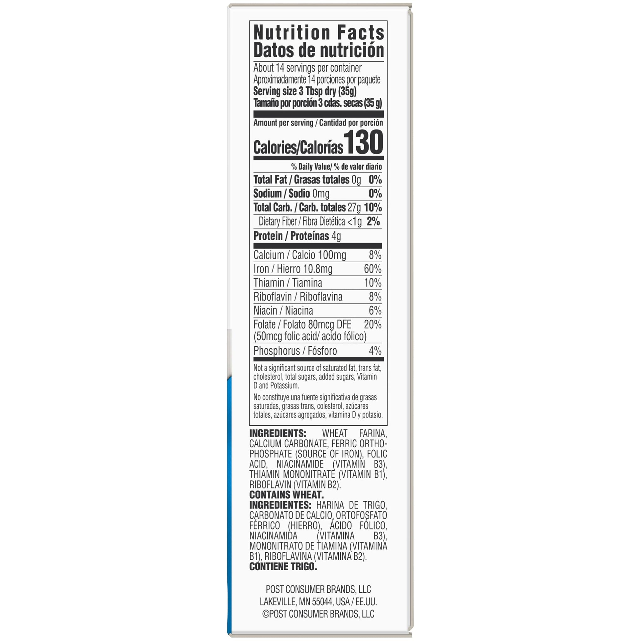 Malt-O-Meal Farina Original Breakfast Cereal, Quick Cooking, 18 oz Box