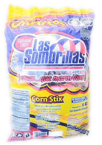Las Sombrillas Churritos Corn Sticks12 Individual Bags 3.96oz Churritos D'Maiz