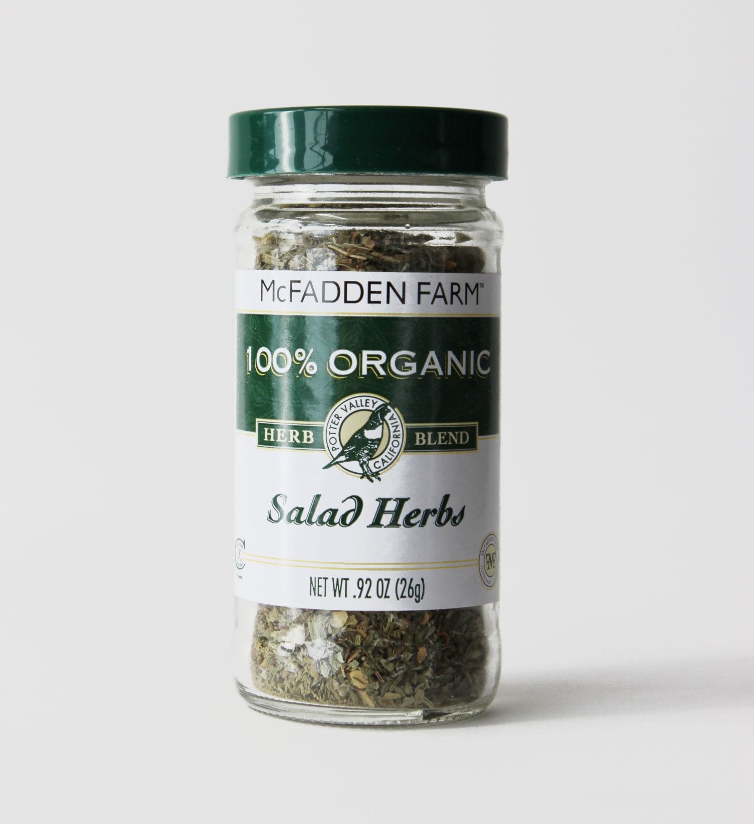 McFadden Farm Organic Salad Herbs, Seasoning Blend, Grown and packed in the U.S.A., 0.92 oz. in glass jar