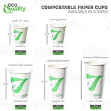 EcoQuality 20 oz Compostable Paper Cups - Biodegradable Disposable White Paper Coffee Cups PLA Lined - Eco-friendly Hot and Cold Drinking Cups