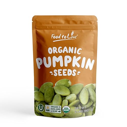 Food to Live Organic Dry Roasted Pumpkin Seed Kernels, 8 Ounces - Non-GMO, Unsalted, Oven Roasted Whole Pepitas, No Oil Added, Shelled, Vegan, Kosher