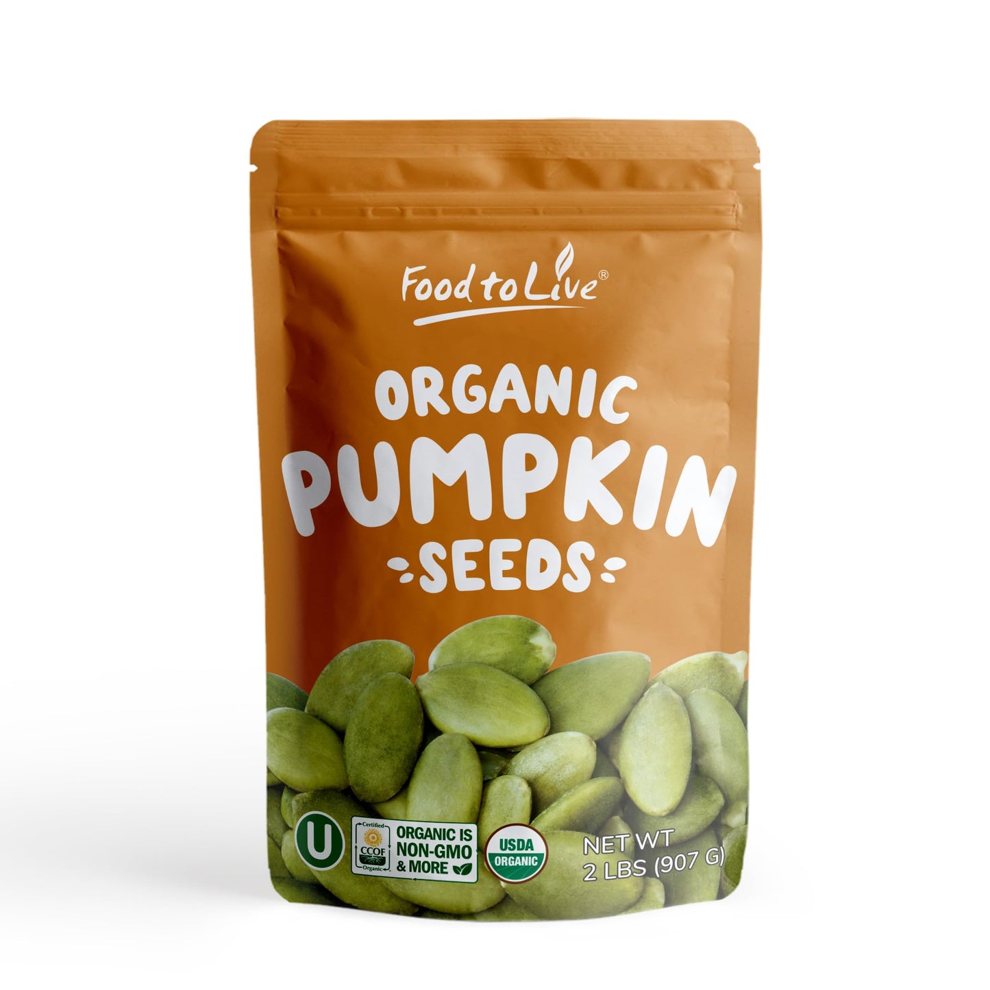 Food to Live Organic Dry Roasted Pumpkin Seed Kernels, 8 Ounces - Non-GMO, Unsalted, Oven Roasted Whole Pepitas, No Oil Added, Shelled, Vegan, Kosher