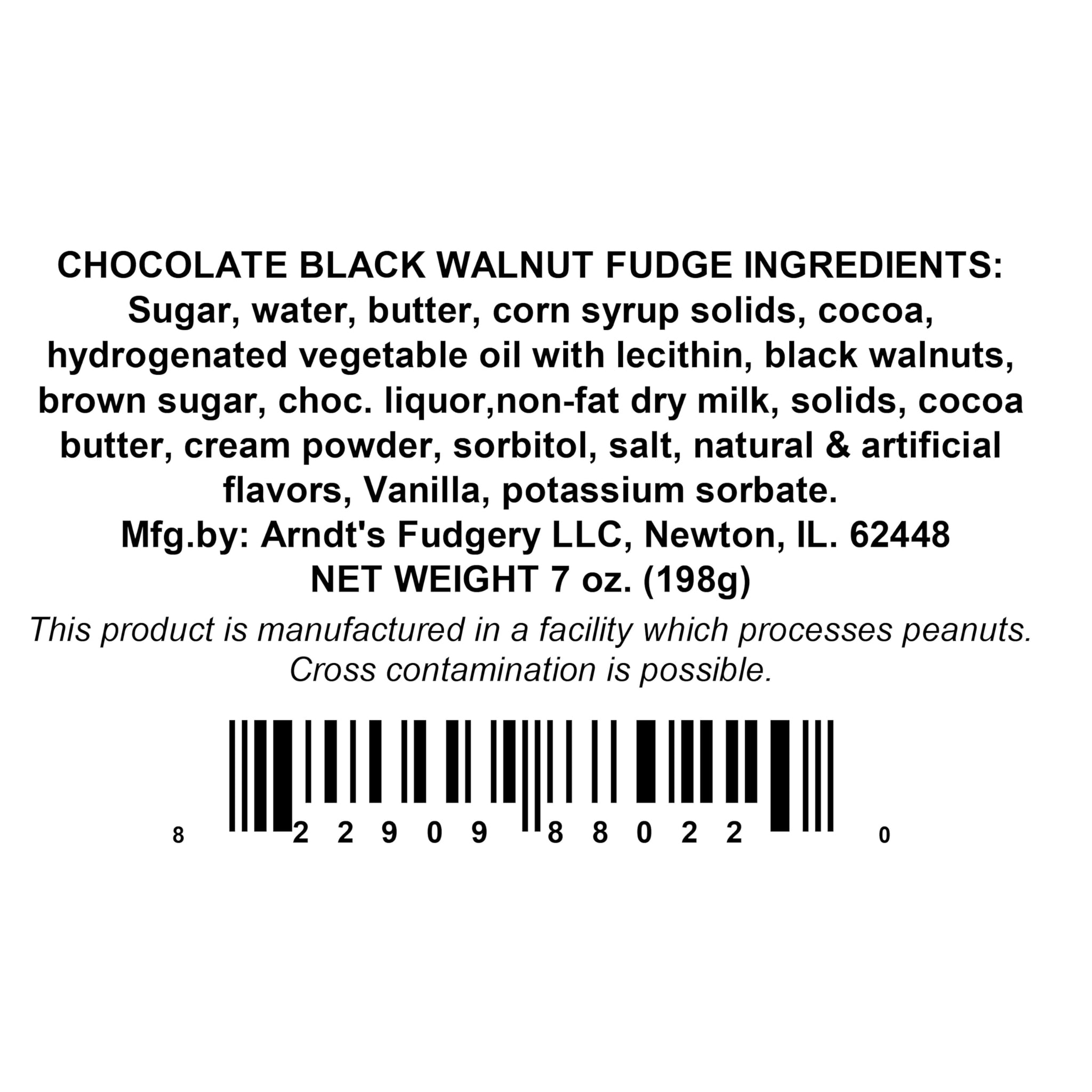 Arndt's Fudgery, LLC DBA The Amish Buggy Home Made Creamy Fudge - 1 Lb Box (Chocolate Black Walnut)