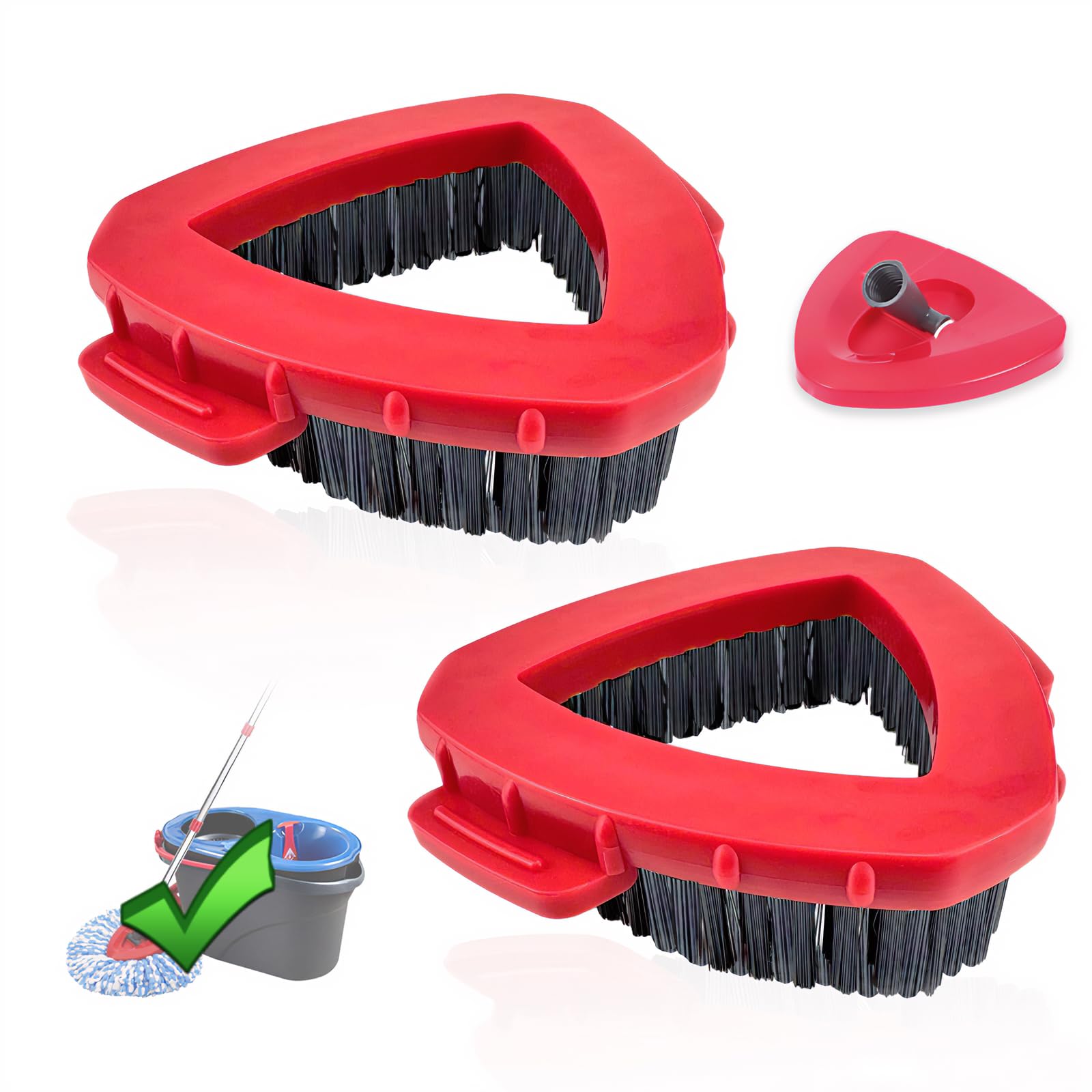 Spin Scrub Brush, 2 Pack Mop Head Replacements Compatible for O Ceda RinseClean 2 Tank System, Hard Bristle Cleaning Brush for Tile, Shower Cleaner