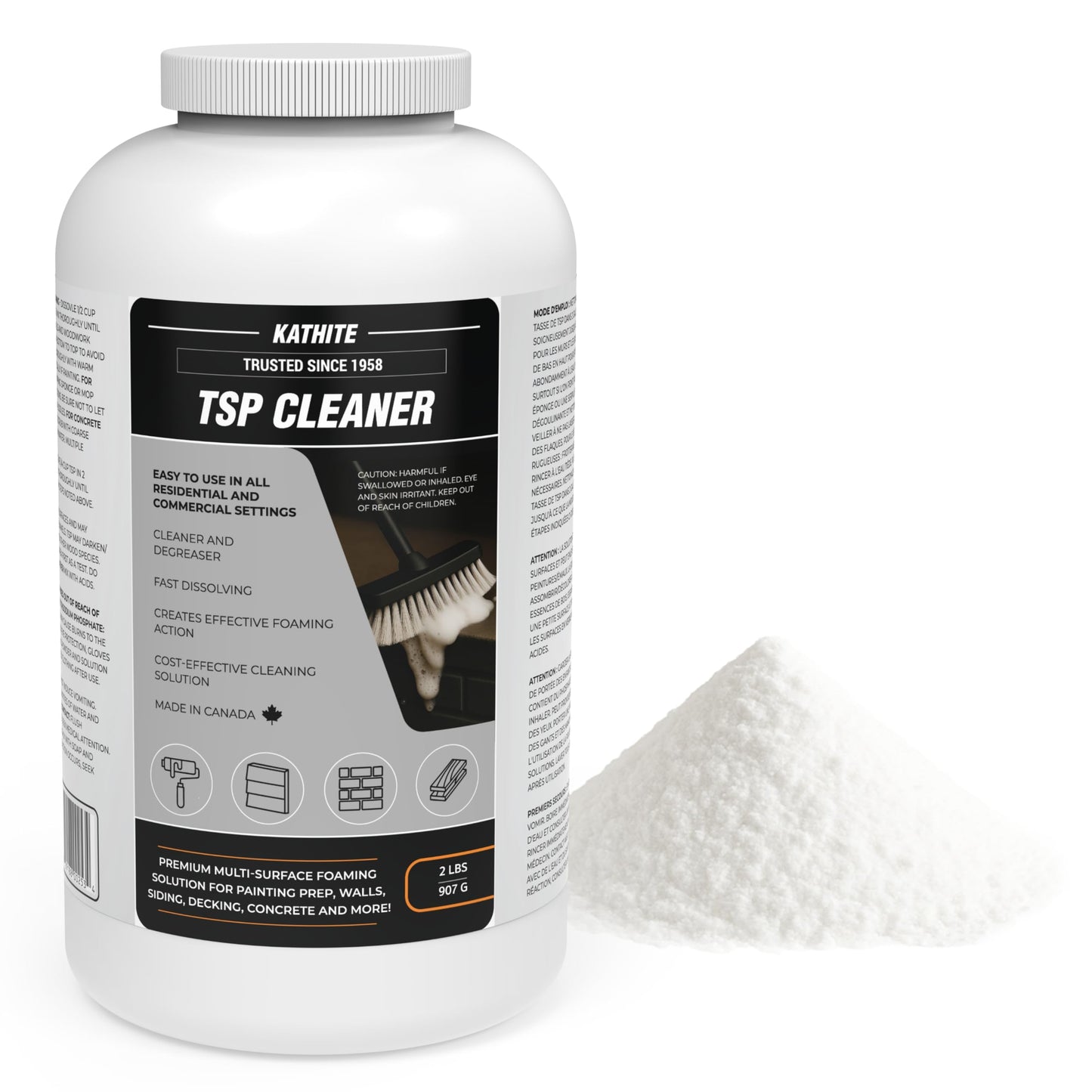 KABIN Kathite TSP Cleaner - Heavy-Duty Degreaser & Multi-Surface Prep - 2 lb Powder - Foaming Paint Prep Solution for Walls, Siding, Decks, Concrete