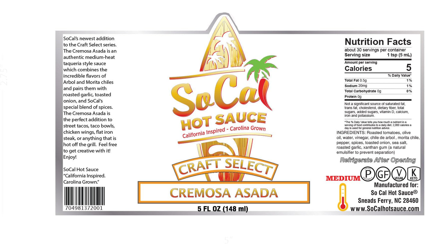 SoCal Hot Sauce® - Cremosa Asada - Single