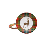 Caspari Reindeer Tartan Red Paper Salad & Dessert Plates - includes 8 Paper Salad & Dessert Plates