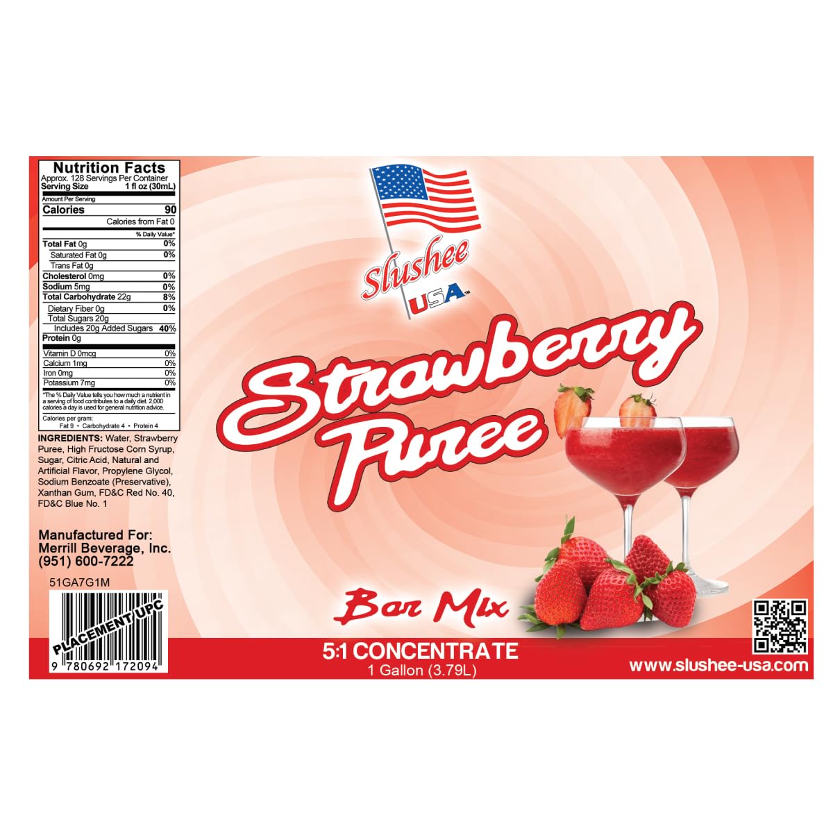 Strawberry Puree Margarita/Daiquiri Frozen Drink Mix | 1 Gallon