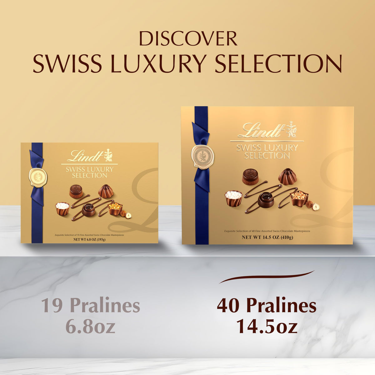 Lindt Swiss Luxury Selection Assorted Chocolate Candy, 14.5 oz Gift Box, 40 Count