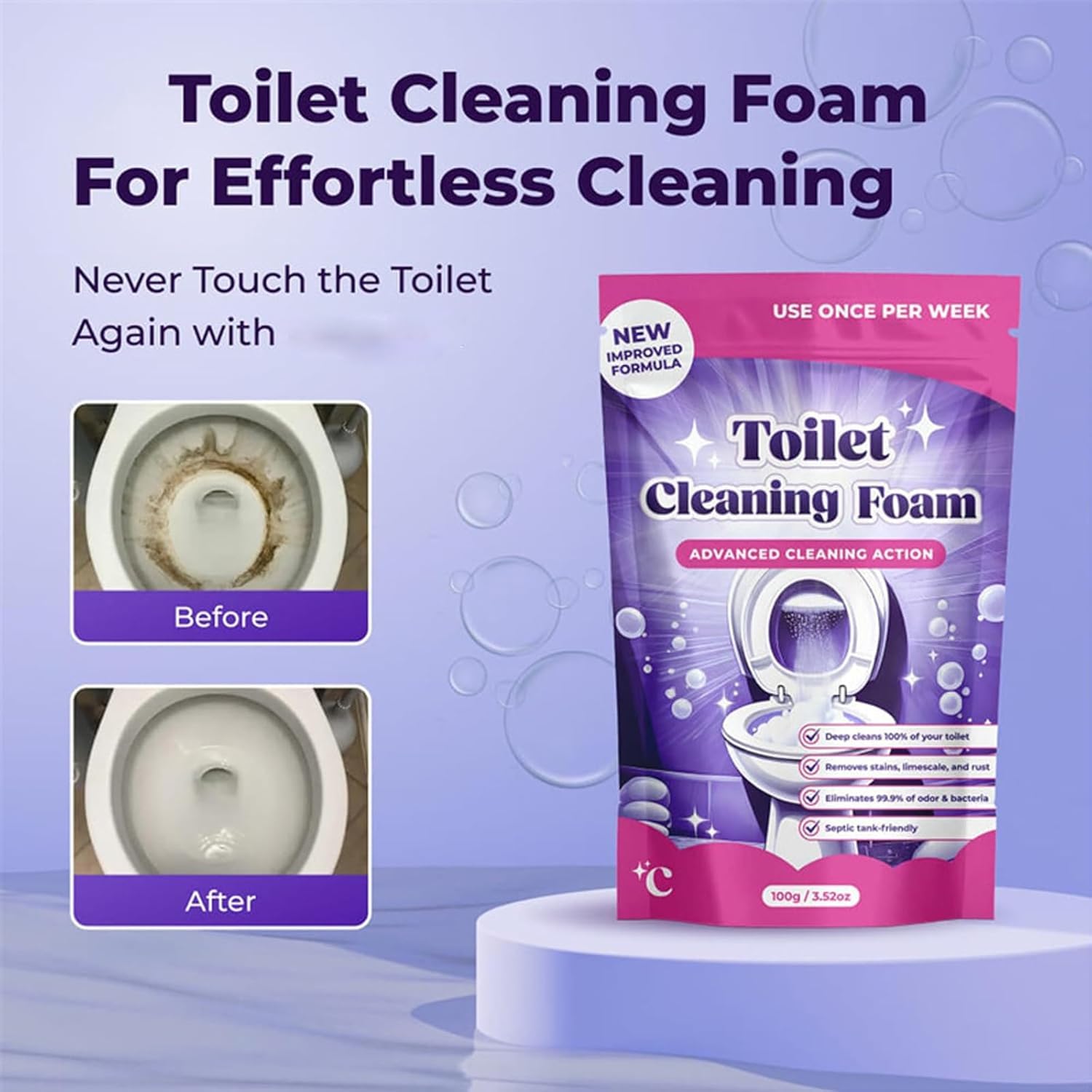 Alcha Grillers Upgrade Toilet Bowl Cleaner, for Sparkling Clean, Touch Free Foaming Cleaning Powder