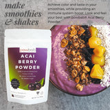 powbab Acai Berry Powder - 100% Organic Acai Powder. Freeze Dried, Unsweetened from Brazil. Pure Superfood. Rich in Antioxidants, Perfect for Fruit
